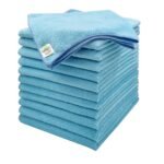 SOFTSPUN Microfiber Cleaning Cloths, 12pcs 40x40cms 220 GSM Sky Blue! Highly Absorbent, Lint and Streak Free, Multi -Purpose Wash Cloth for Kitchen, Window, Stainless Steel, Silverware.…