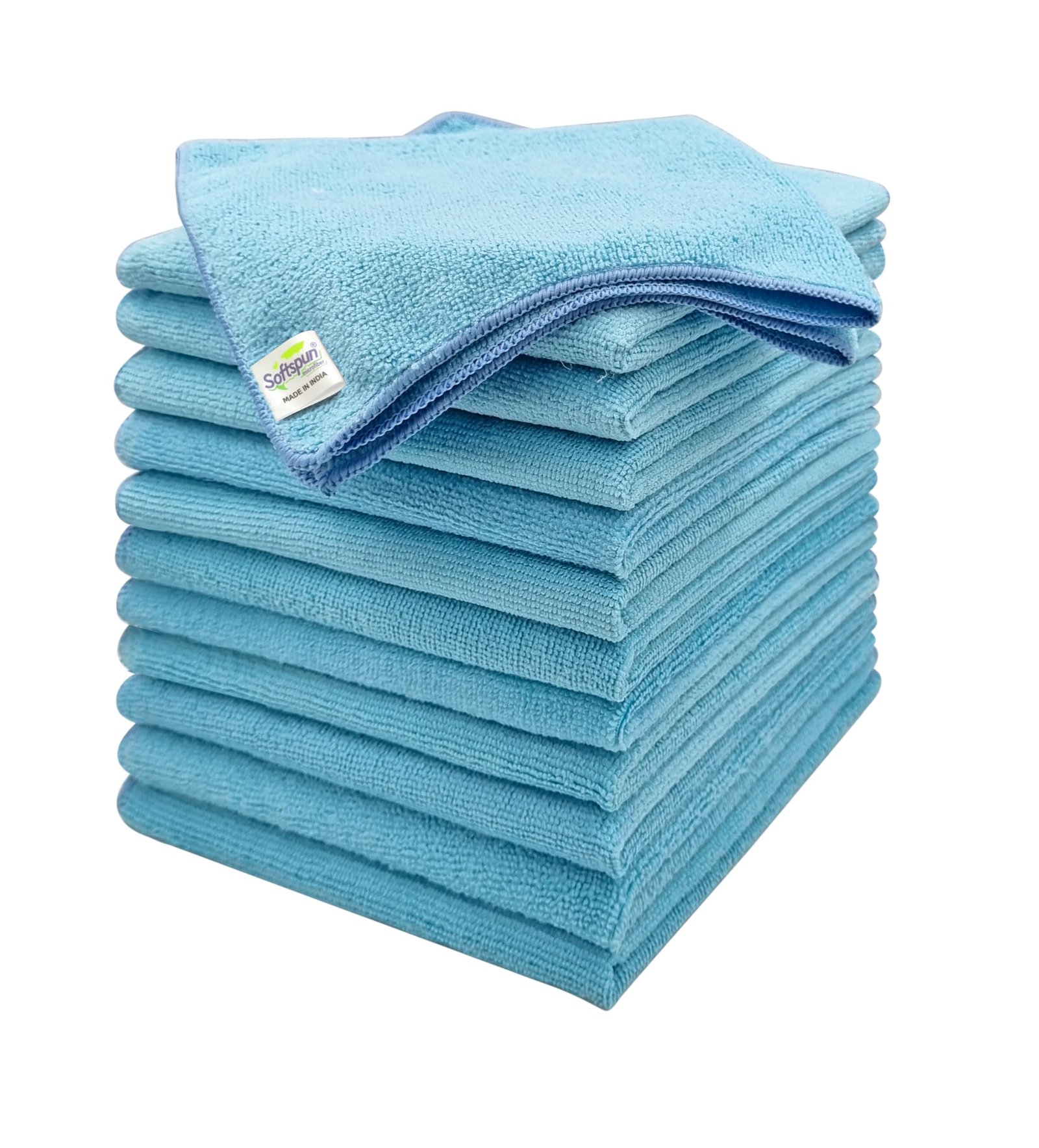 SOFTSPUN Microfiber Cleaning Cloths, 12pcs 40x40cms 220 GSM Sky Blue! Highly Absorbent, Lint and Streak Free, Multi -Purpose Wash Cloth for Kitchen, Window, Stainless Steel, Silverware.…