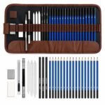Artownlar 28 Pcs Sketching Kit, Drawing Pencils Set with Graphite & Charcoal Pencils, Blending Stumps, Erasers, Pencil Extender & Art Knife, Drawing Shading Kit for Beginners & Artists