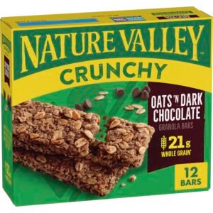 Nature Valley Crunchy Granola Bars | Whole Grain Oats & Dark Chocolate, 210g (10 Bars-PACK OF 5) | Multigrain Energy Bars| No Artificial Flavours