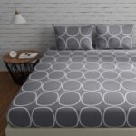 Huesland by Ahmedabad Cotton 144 TC King Size Bedsheet Cotton with 2 Pillow Covers | 108 x 108 inches, Grey