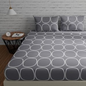 Huesland by Ahmedabad Cotton 144 TC King Size Bedsheet Cotton with 2 Pillow Covers | 108 x 108 inches, Grey