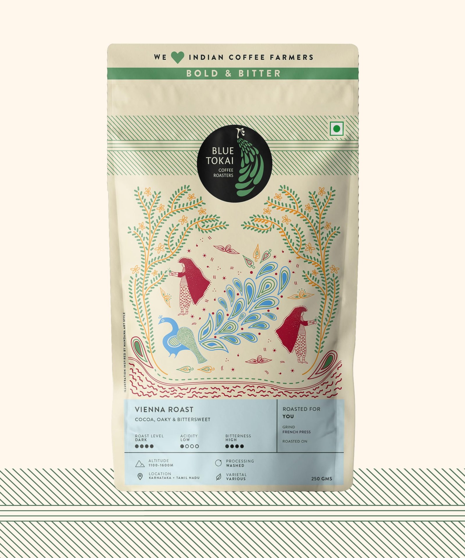 Blue Tokai Coffee Roasters Vienna Roast – Dark Roast | French Press Grind 250g | 100% Arabica Beans | Specialty Coffee Bag | Freshly Roasted Ground Coffee