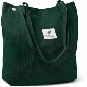 Kawn® Women Corduroy Tote Bag Canvas Shoulder Purse Reusable Shopping Bag Grocery Bag Large Capacity Washable Handbag Girls Shoulder Bag with Inner Pocket For Daily Use Work Travel