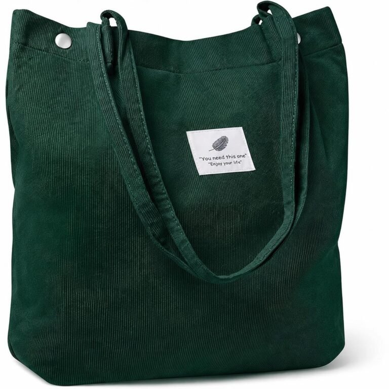 Kawn® Women Corduroy Tote Bag Canvas Shoulder Purse Reusable Shopping Bag Grocery Bag Large Capacity Washable Handbag Girls Shoulder Bag with Inner Pocket For Daily Use Work Travel