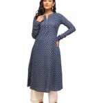 FIORRA Womens Cotton Regular Fit Floral Printed A-Line Kurta