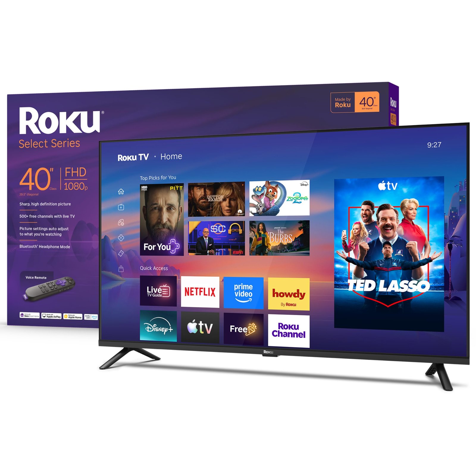 Roku Smart TV 2026 – 40 Inch Select Series, 1080p Full HD TV – Roku TV with Voice Remote Control – Flat Screen LED TV with Wi-Fi for Live Local News Streaming Sports & Movies, Bluetooth