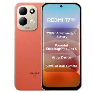 Redmi 17 5G (Eternal Orange, 8GB RAM, 128GB ROM) | 7900mAh Battery + 45W Fast Charging | 6.9″ 120Hz Adaptive Display | Snapdragon 4 Gen 5 | 50MP Dual AI Camera | Corning® Gorilla® Glass 7i | IP64