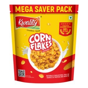 Kwality Corn Flakes 800g | Made with Golden Corns | 99% Fat Free, Natural Source of Vitamin & Iron | High in Protein & Fiber | Healthy Breakfast Cereal