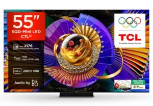 TCL 139 cm (55 inches) 4K SQD-Mini LED Google TV | 288Hz VRR | 3GB RAM | 54W B & O Hi-End Speakers | Upto HDR 2700 nits | 55C7L