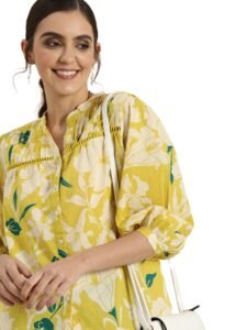 rytras Women Cotton Floral Regular Fit Tunic Shirt