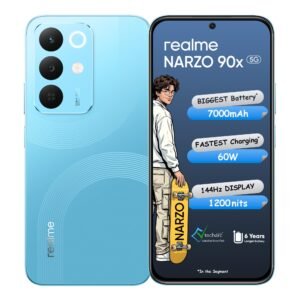 realme NARZO 90x 5G (Aqua Blue 2026, 6GB+128GB) | 7000mAh + 60W Biggest Battery & Fastest Charging in the Segment* | 144Hz Bright Display | Sony 50MP AI Rear Camera | 400% Ultra Boom Speaker