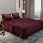 Stoa Paris Double Bedsheet with 2 Pillow Covers, 300TC UltraSatin Bedding Set for Double Bed, 254 x 228cm, Silky Smooth, Gentle on Skin & Hair, Wedding Gift for Couples, Date Night – Velvet Wine