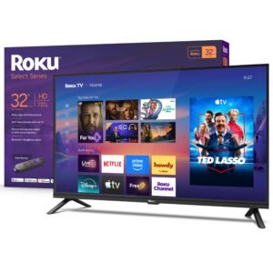 Roku Smart TV 2026-32 Inch Select Series, 720p HD TV – RokTV with Voice Remote – Flat Screen LED TV with Wi-Fi for Live Local News, Sports and Movies Streaming – Bluetooth Headphones Mode
