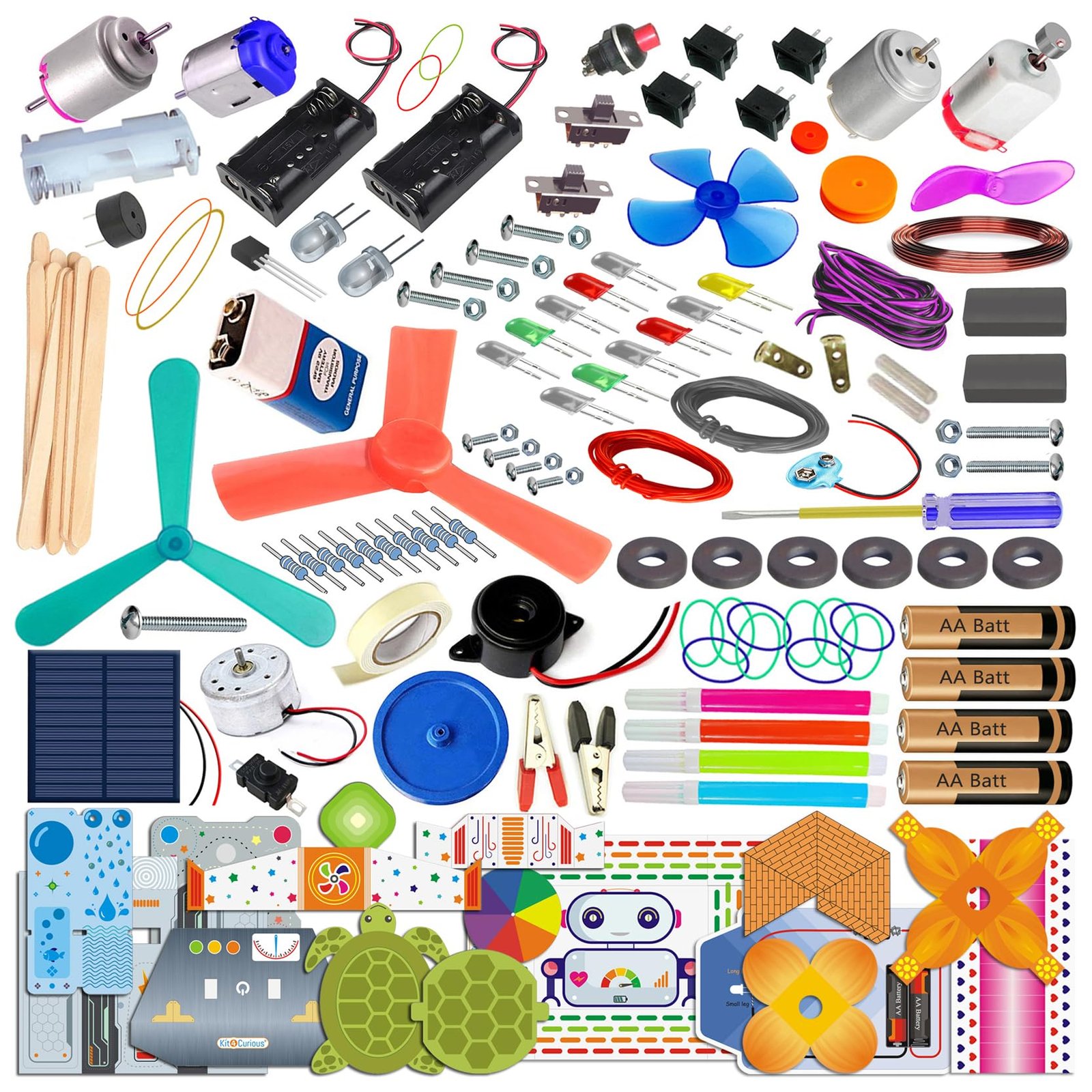 Kit4Curious® 150 Experiments School Science Project Kit – Solar, Physics, Electricity, Electronics, Circuits, Art, Engineering, Machines, Exhibition, DIY Summer Projects