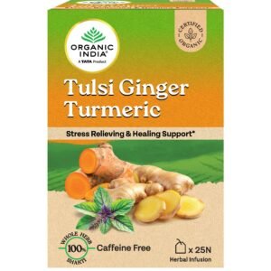 A TATA Product – Organic India Tulsi Ginger Turmeric, 25 Infusion Bags