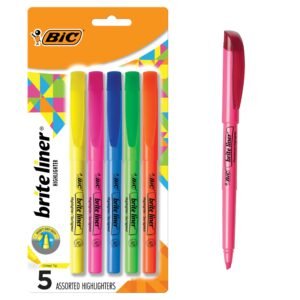 BIC Brite Liner – Pack of 5, Multi Color