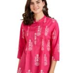 Amazon Brand – Myx Women Cotton Printed A-line Short Kurti (Available in Plus Sizes)