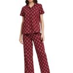 Amazon Brand – Myx Women Cotton Shirt and Relaxed Pajama Set | Night Suit Set (Available in Plus Sizes)