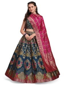 PURVAJA Women’s Jacquard Semi-Stitched Lehenga choli