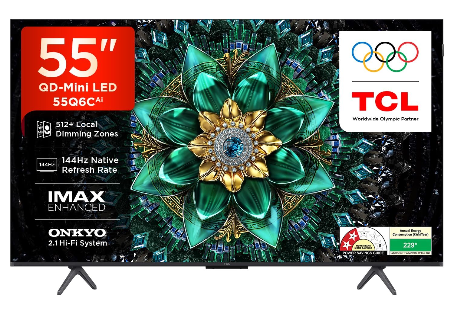 TCL 139 cm (55 Inches) SmartChoice 4K UHD Smart QD-Mini LED Google TV | 144Hz Refresh Rate | 3GB RAM | 46W Onkyo 2.1 | Upto 512+ Zones | IMAX Enhanced | 55Q6C
