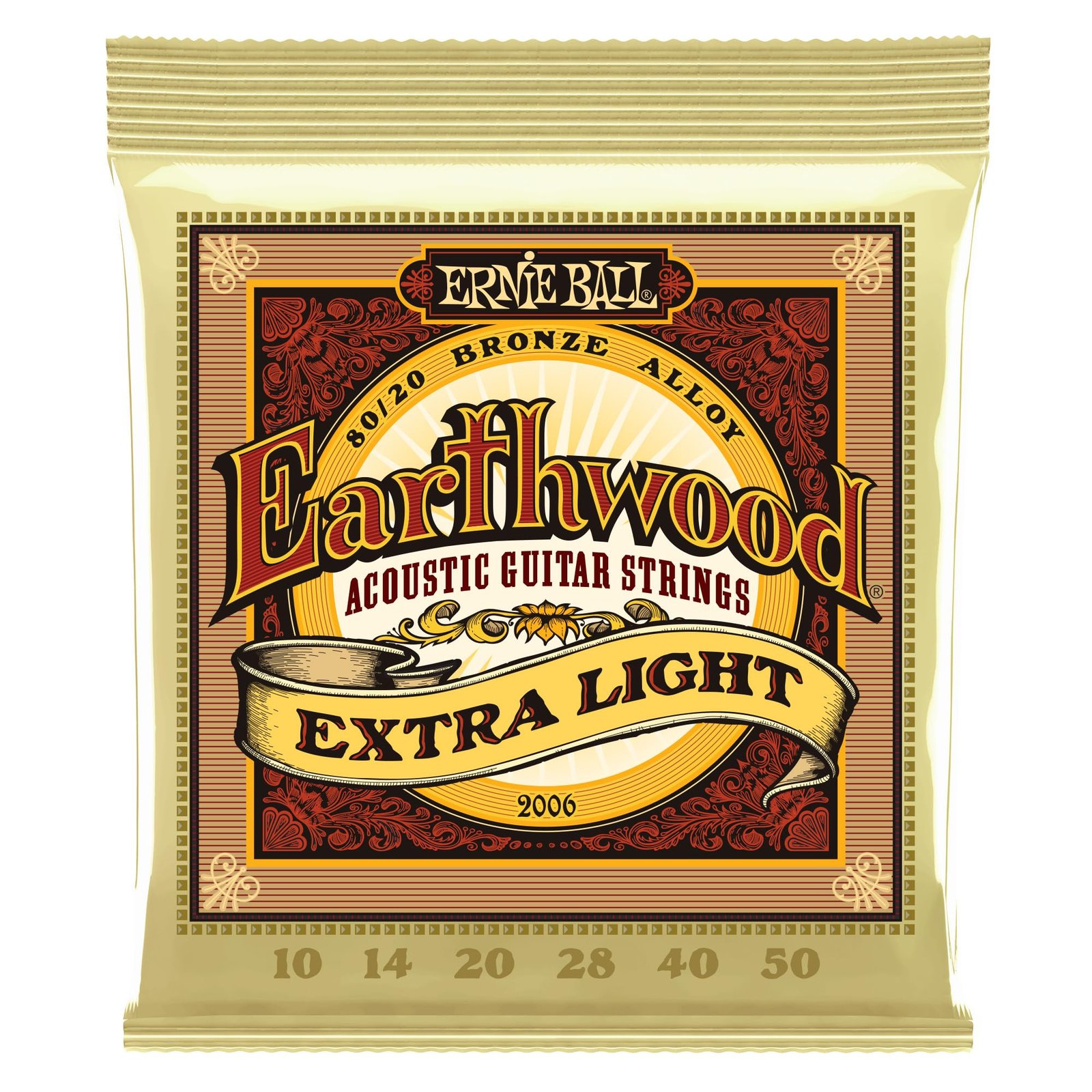 Ernie Ball 2006 Earthwood Extra Light 80/20 Bronze Acoustic String Set (10-50)