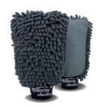 SOFTSPUN Microfiber Chenille & Glass Cloth Mitt, 2 Piece Combo 1700 GSM Grey! Multi-Purpose Super Absorbent and Perfect Wash Cleaning for Bike Auto, Cars Both Interior and Exterior.