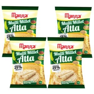 Manna Multigrain Atta/Multi Millet Atta 4Kgs | Certified Low GI Wheat Flour with 25% Millets | High Protein & Fibre | Diabetic Friendly | For Weight Loss