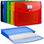 SPS File Folder, Transparent Poly-Plastic A4/Foolscap Documents File Storage Bag with Snap Button Set of 5/ Certificate File Folder