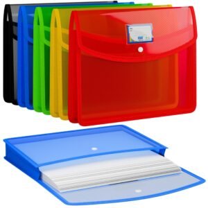 SPS File Folder, Transparent Poly-Plastic A4/Foolscap Documents File Storage Bag with Snap Button Set of 5/ Certificate File Folder