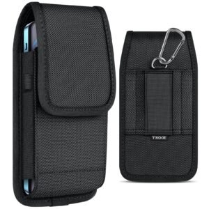 ykooe Cell Phone Pouch Nylon Holster Case with Belt Clip Cover for iPhone 17 16 15 14 13 12 11 Pro Max XR X 8 7 6 Plus, Samsung Galaxy, Google Pixel, (L)