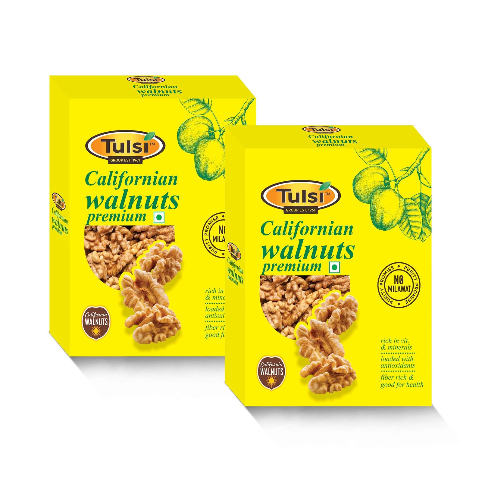 Tulsi California Walnut Kernels Premium 400g (200g x 2 | Light Colored Halves | Rich in Omega-3 | Akhrot Giri | Delightful Snack | Without Shell | Brain Food | Crunchy Nuts | Rich in Dietary Fiber | Pack of 2
