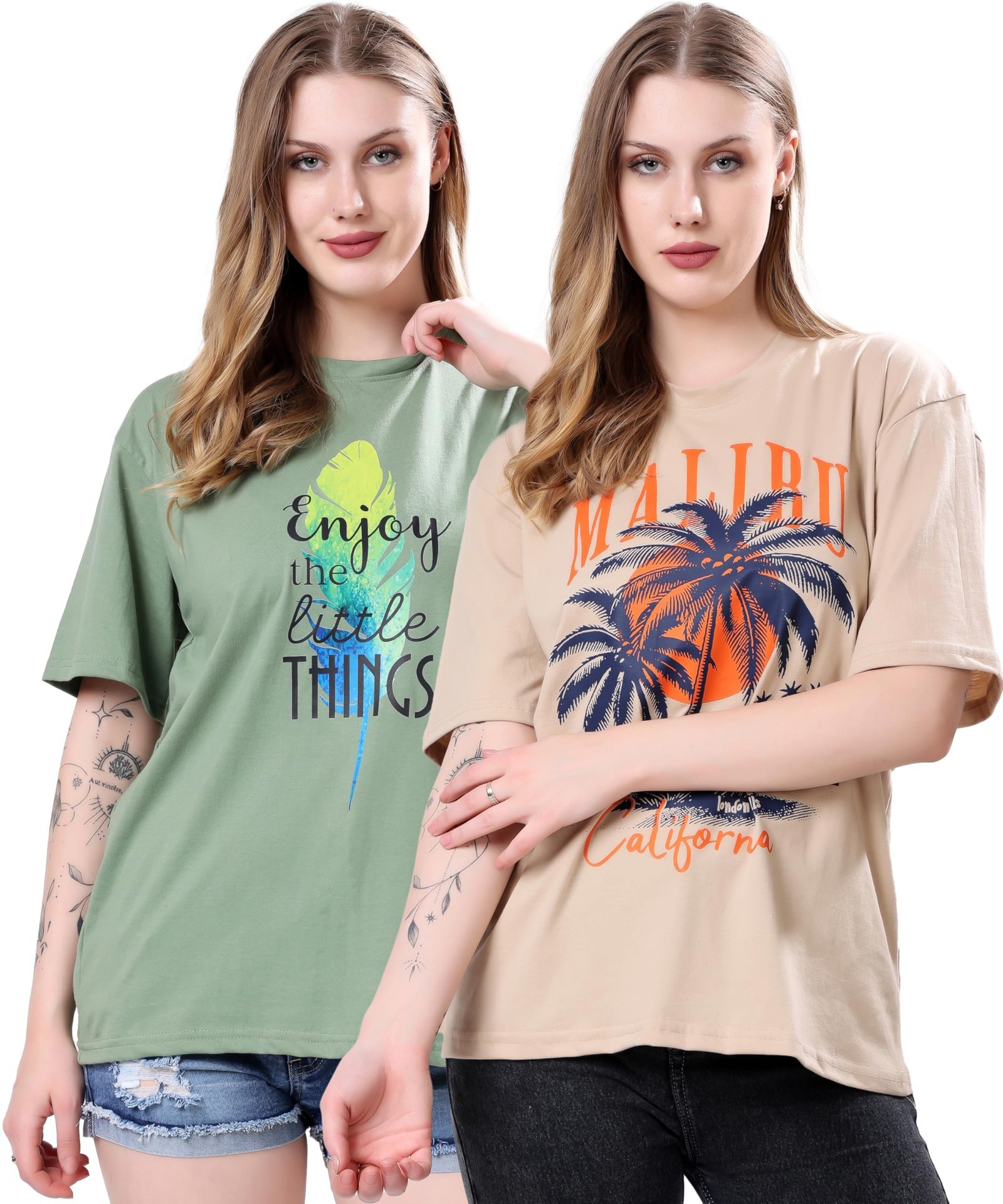 London Hills Women’s Cotton Blend Oversized Fit Oversized Tshirt || Oversized Tshirt- Pack of 2