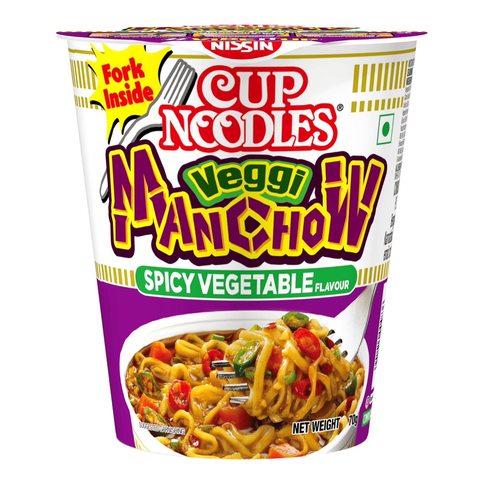 Cup Noodles Nissin Vegetable Manchow | Zesty Manchow Magic for Instant Satisfaction | Flavor-Packed On-the-Go Meal #VibeItUp , 70 Gm,Vegetarian