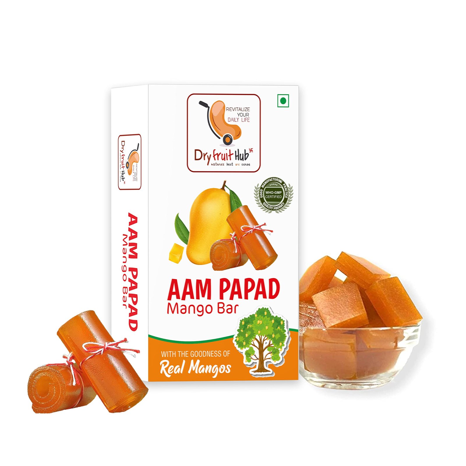 Dry Fruit Hub Aam Papad 400gm,Healthy Fruit Snacks Aamras Papad Slice, Aam Papad Khatta Mitha, Real Pulp Mango Papad, Ratnagiri Alphonso (Hapoos) Dried Mango Papad Dry