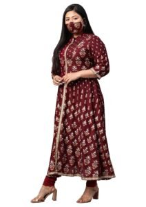 Yash Gallery Women Rayon Relaxed Fit Plus Size Floral Printed Anarkali Kurta