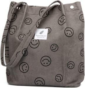 Street27® Korean Canvas Corduroy Tote Bag Casual Work Shoulder Handbags | Multi-Purpose Bag |Sturdy Canvas Bag with Large Capacity | Shopping Bag for Office, College & Daily Use