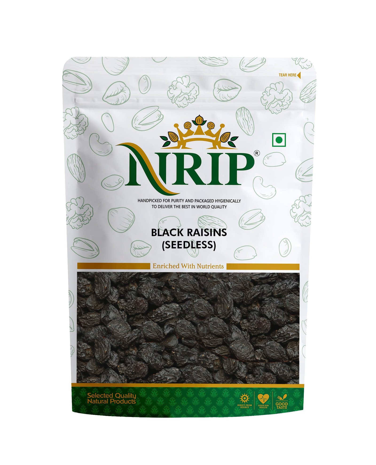 NRIP Premium Afghani Black Raisins Seedless 200g | Kali Kishmish/Kismis | Dry Fruits, Healthy Snacks | Rich in Fiber, Potassium & Antioxidants | Tasty & Nutritious