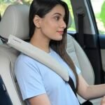 FOVERA Car Seat Belt Shoulder Cushions (Pack of 2) Car Safety Belt Soft Pad Cover for Comfortable Driving, Universal Fit for All Cars and Backpack (Cream Color, 12 Inch Length)