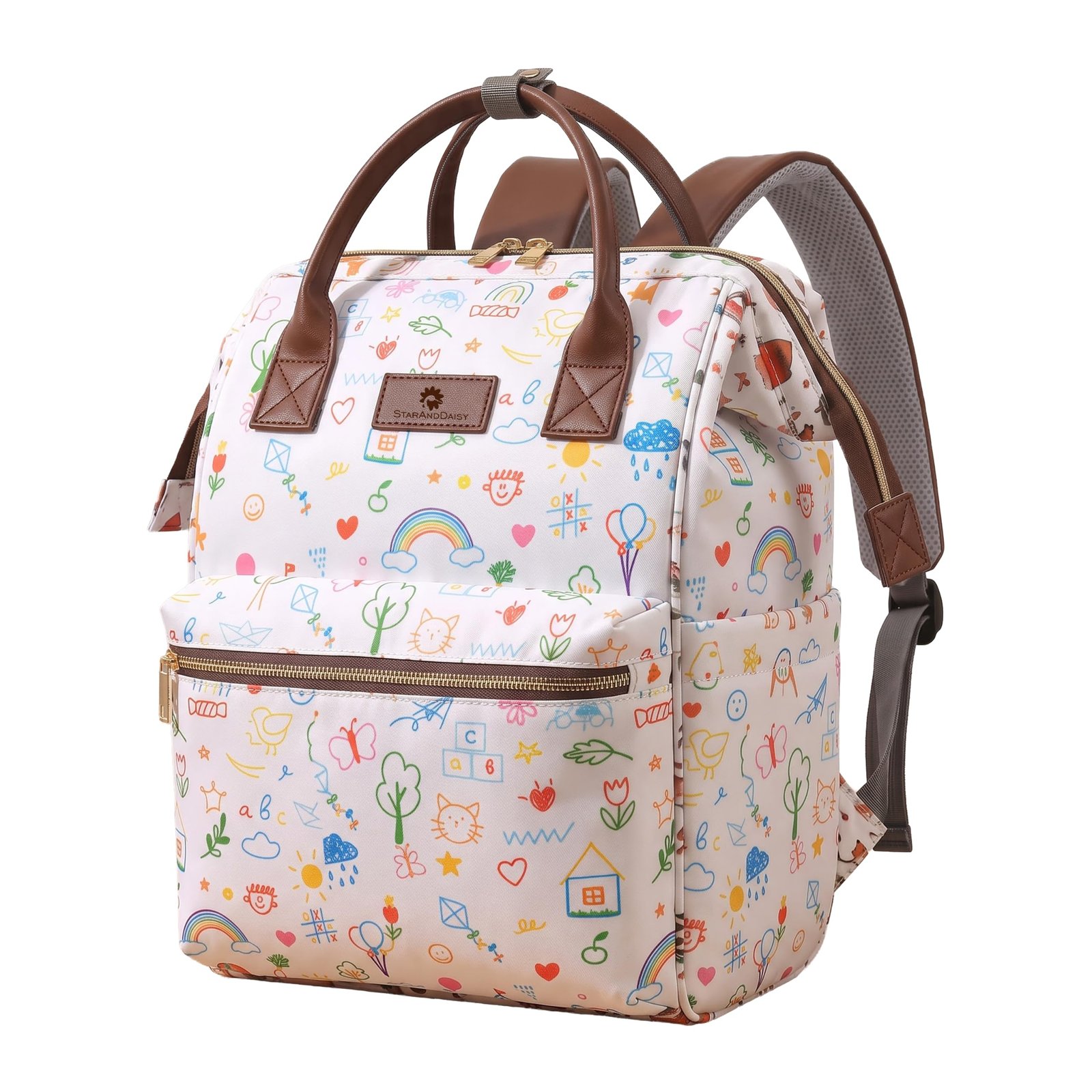 StarAndDaisy Baby Diaper Bag for Mother Travel/Diaper Bags for Mother for Travel with Laptop Pocket, Multi Compartments, Insulated Bottle Pockets, Waterproof, Ultra soft fabric – Nature Print