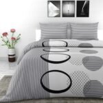 LORETO – A QUALITY LINEN BRAND 100% Cotton King Size Bedsheet with 2 Pillow Covers – White and Dark Grey, Soft & Breathable 144 TC Fabric, Perfect for King Beds