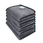 SOFTSPUN Microfiber Super Absorbent Small Wipes, 500 GSM 20X30 Cms 5 Pieces Grey! Silk Banded Edge Towel Set Extra Thick Microfiber Cleaning Cloths Perfect for Bike