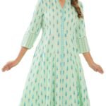 Yash Gallery Women’s Rayon Relaxed Fit Anarkali Ikat Printed Kurta