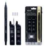 BRUSTRO Kuro Precision Mechanical Pencil | Tip Size – 0.5mm With 20 – HB and 20-2B leads, 3 Eraser Refills| Ideal For Writing, Sketching, Drawing, Mandala Arts and Fine Art Students