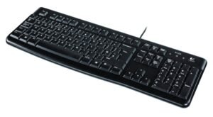 Logitech K120 Wired Keyboard for Windows, USB Plug-and-Play, Full-Size, Spill-Resistant, Curved Space Bar, Compatible with PC, Laptop