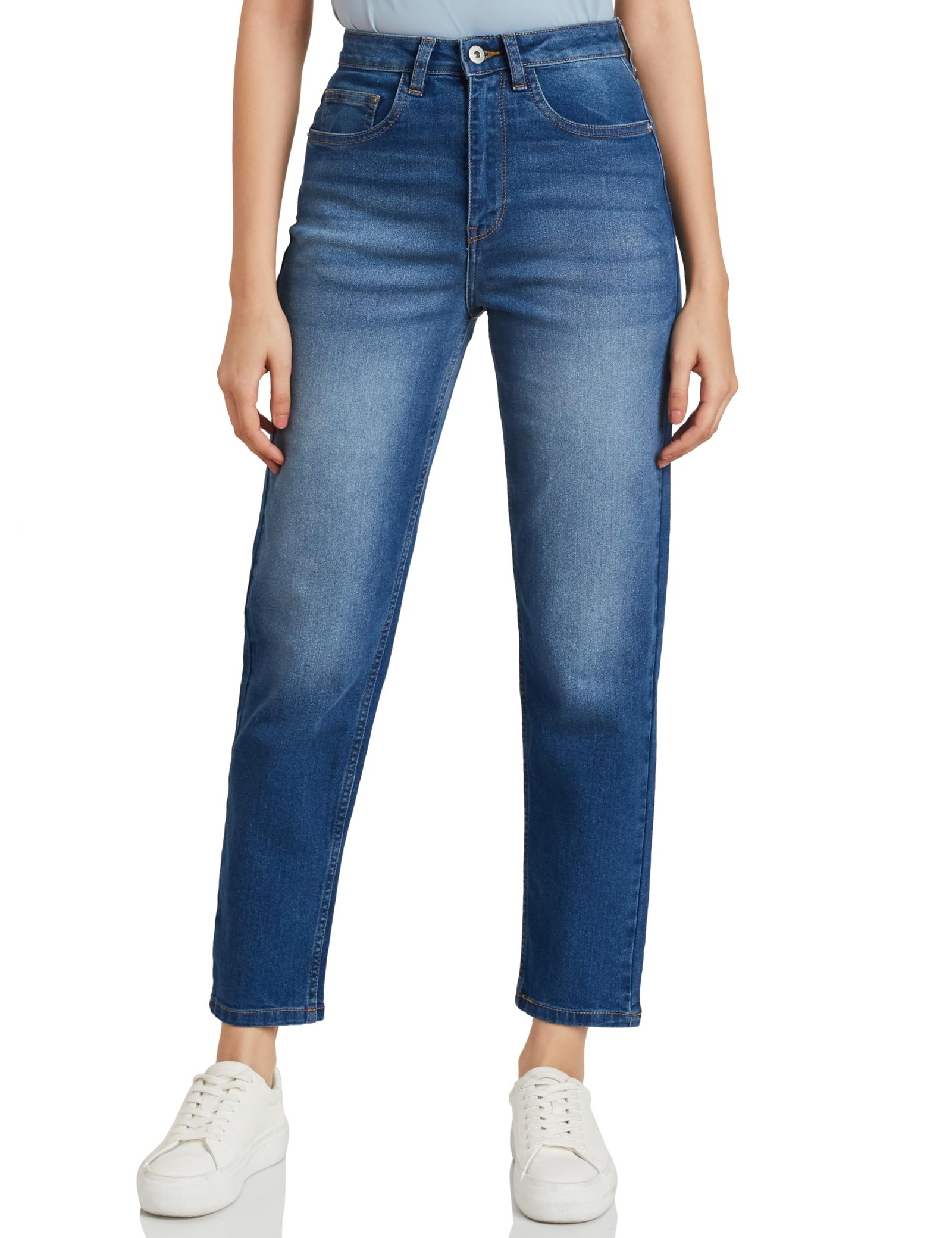 Amazon Brand – Symbol Women’s Loose Flared Jeans | Mid Rise | Cotton Blend Stretch | 5-Pocket (Available in Plus Sizes)