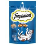 Temptations Crunchy Cat Treats, Savoury Salmon Flavour, 85 g, Goodness of Protein, Vitamins & Minerals, Soft Inside Crunchy Outside
