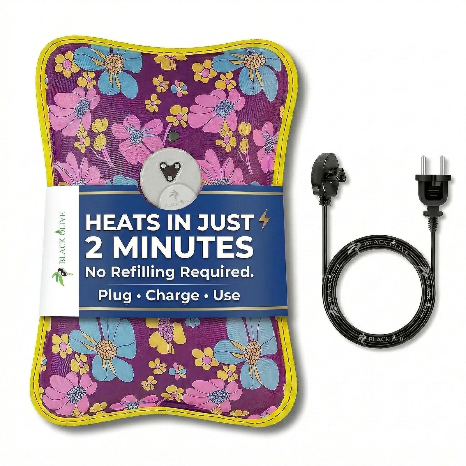 Hot Water Bag BLACK OLIVE® Heating Gel Bag For Pain Relief Electric Hot Pack Heat Pad Electric Heating Pad For Menstrual, Period Cramps, Back & Muscle Pain Men & Women With Charging Cord (Multicolor/Assorted)