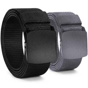 Pack of 2 Unisex Nylon Canvas Work Belt for Men and Women, Infinitely Adjustable Fabric Belt, Length 130 cm, Width Approx. 3.8 cm, with Plastic Buckle, Reusable