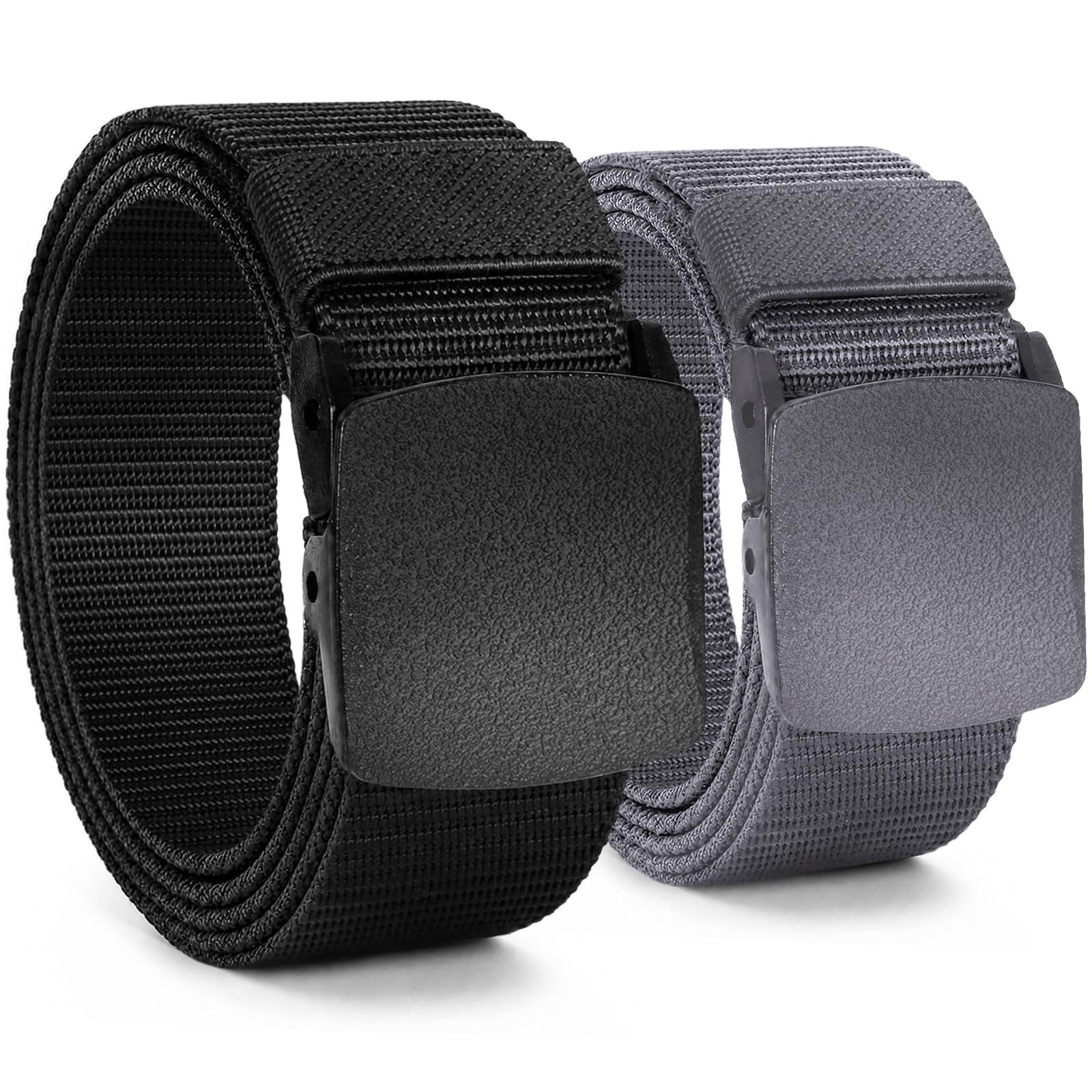 Pack of 2 Unisex Nylon Canvas Work Belt for Men and Women, Infinitely Adjustable Fabric Belt, Length 130 cm, Width Approx. 3.8 cm, with Plastic Buckle, Reusable